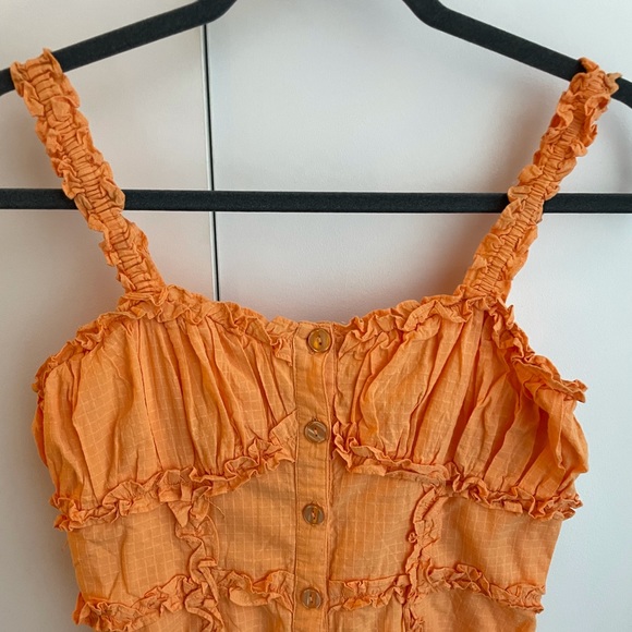 URBAN OUTFITTERS orange ruffle tank mini dress - Picture 3 of 3